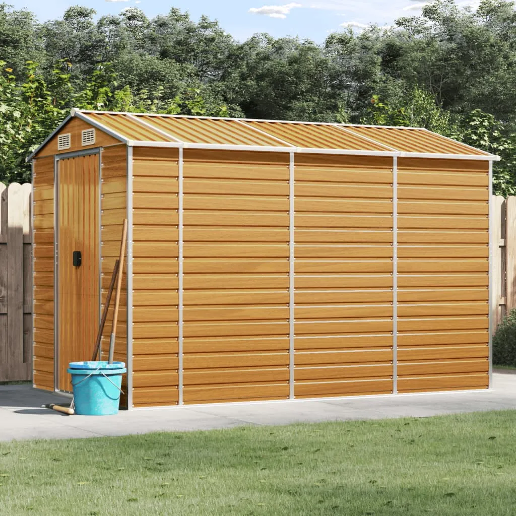 vidaXL Capanno Giardino Marrone Chiaro 191x300x198cm Acciaio Zincato