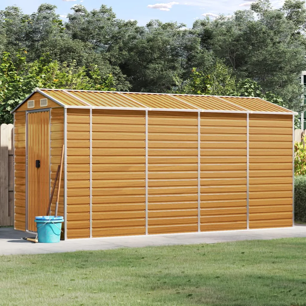 vidaXL Capanno Giardino Marrone Chiaro 191x385x198cm Acciaio Zincato