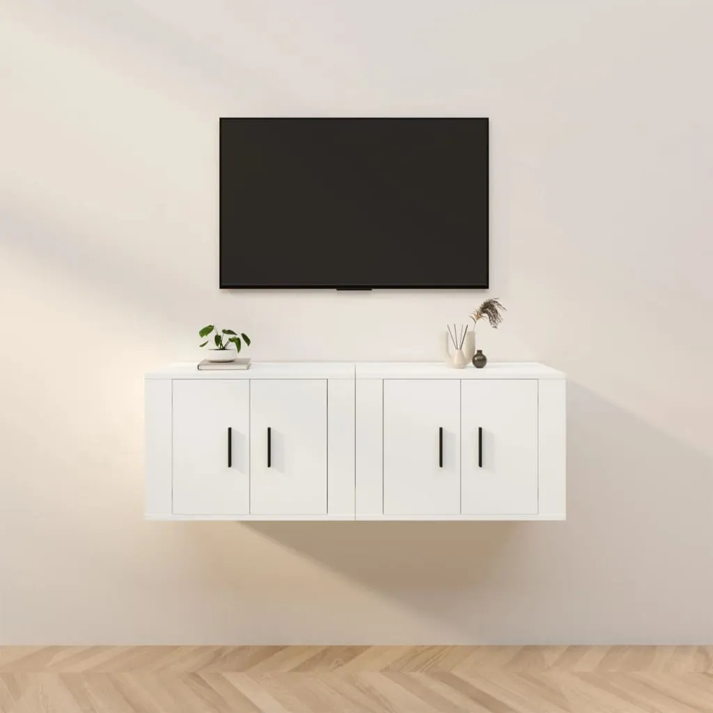 vidaXL Mobili Porta TV a Parete 2 pz Bianco 57x34,5x40 cm