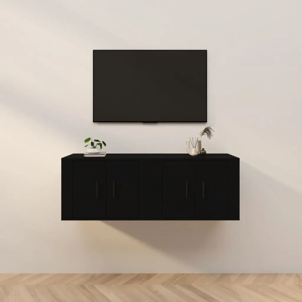 vidaXL Mobili Porta TV a Parete 2 pz Nero 57x34,5x40 cm