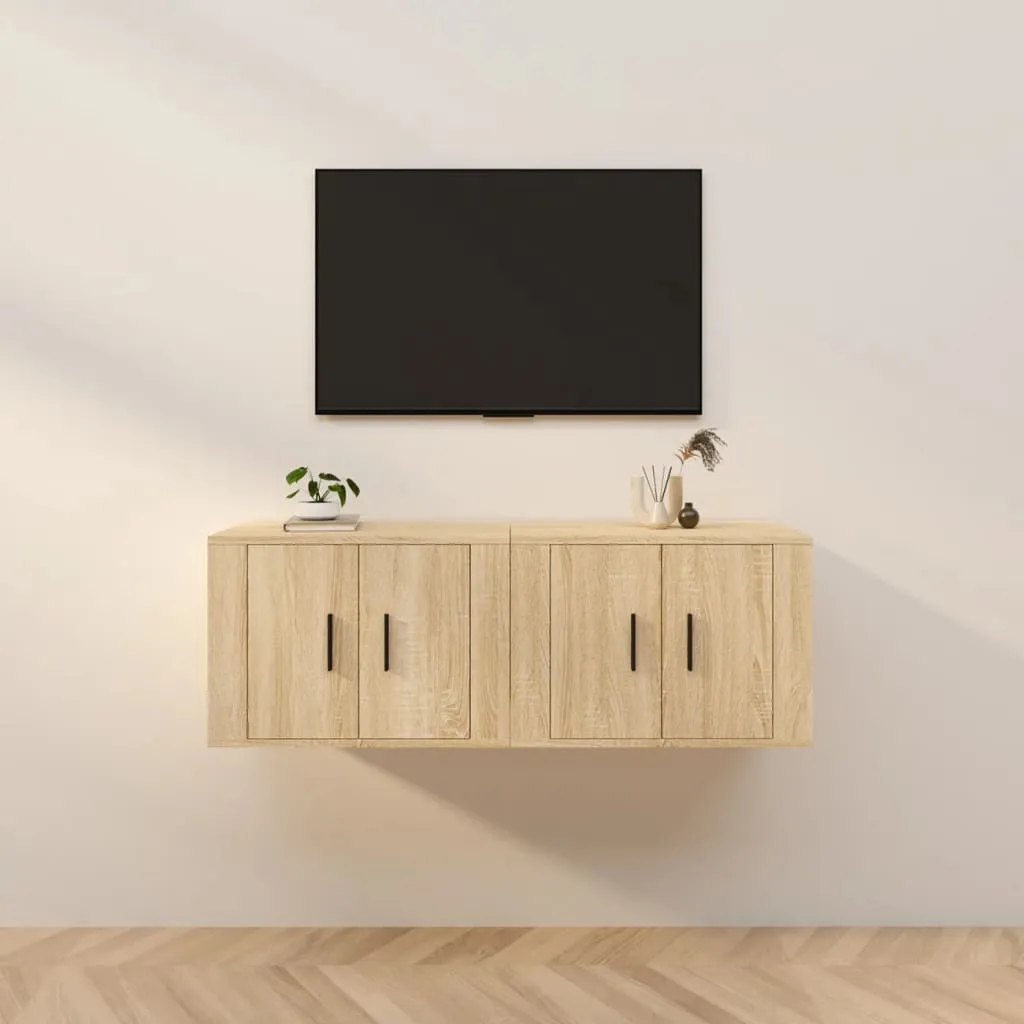 vidaXL Mobili Porta TV a Parete 2 pz Rovere Sonoma 57x34,5x40 cm