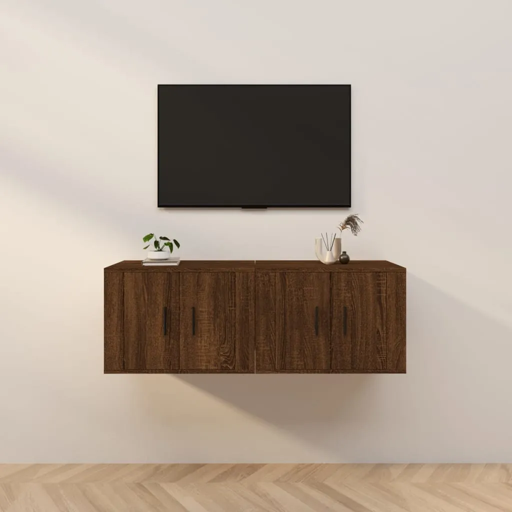 vidaXL Mobili Porta TV a Parete 2 pz Rovere Marrone 57x34,5x40 cm