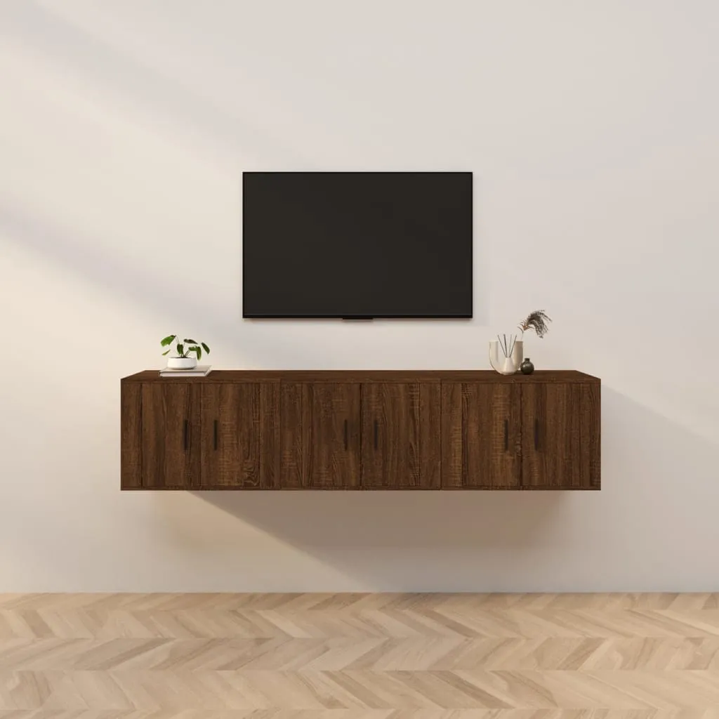 vidaXL Mobili Porta TV a Parete 3 pz Rovere Marrone 57x34,5x40 cm