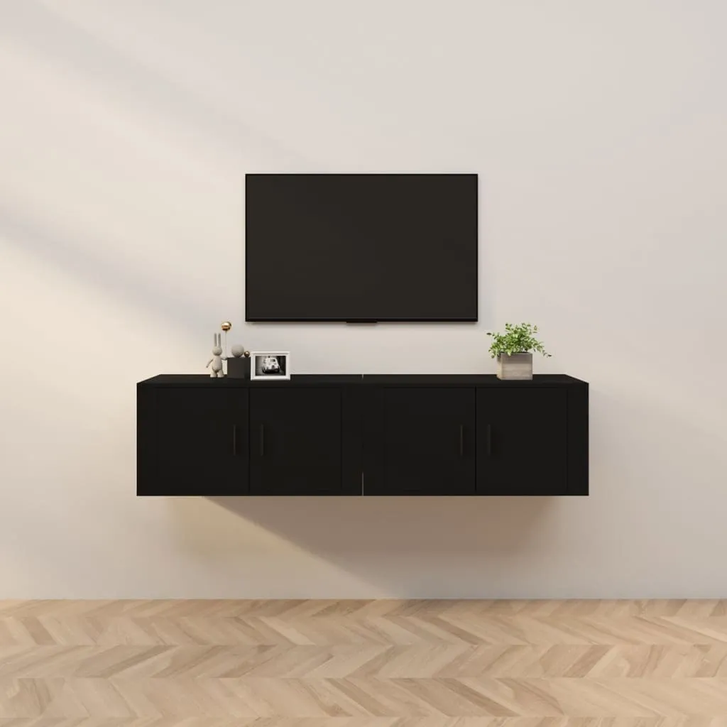 vidaXL Mobili Porta TV a Parete 2 pz Nero 80x34,5x40 cm