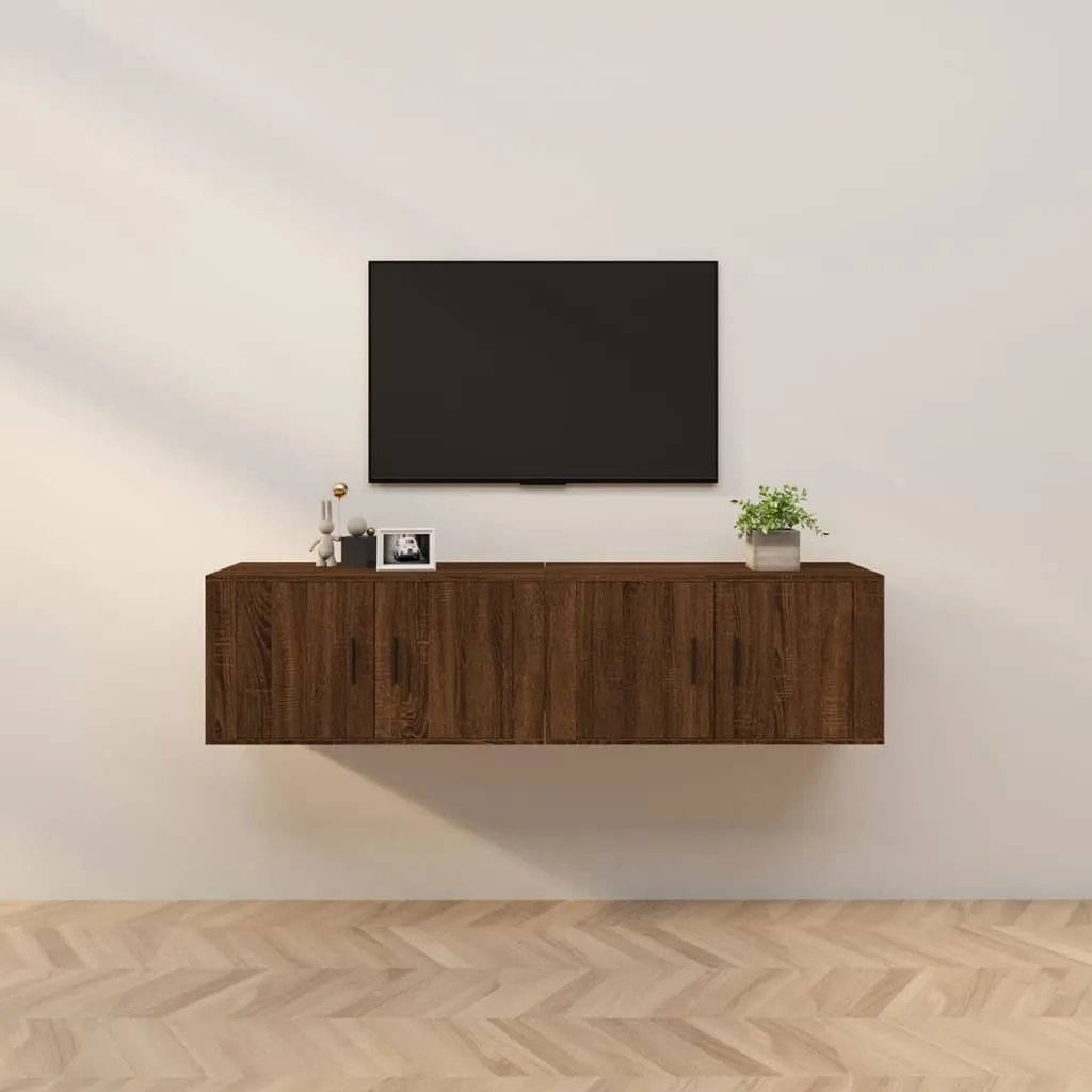 vidaXL Mobili Porta TV a Parete 2 pz Rovere Marrone 80x34,5x40 cm