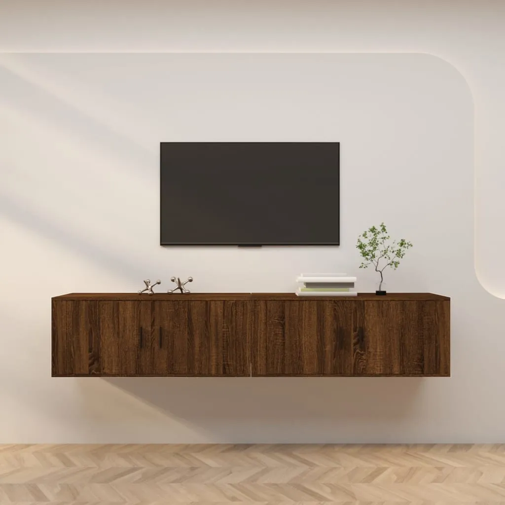 vidaXL Mobili Porta TV a Parete 2 pz Rovere Marrone 100x34,5x40 cm