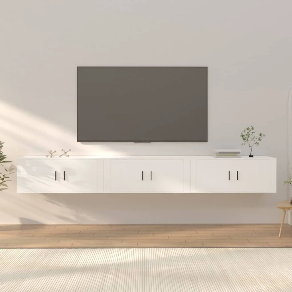 vidaXL Mobili Porta TV a Parete 3 pz Bianco 100x34,5x40 cm