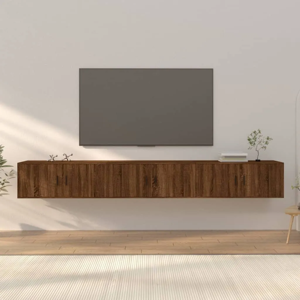 vidaXL Mobili Porta TV a Parete 3 pz Rovere Marrone 100x34,5x40 cm