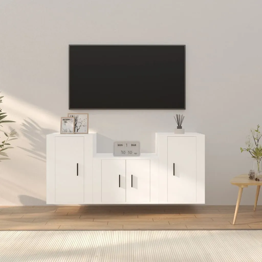 vidaXL Set Mobili Porta TV 3 pz Bianco in Legno Multistrato