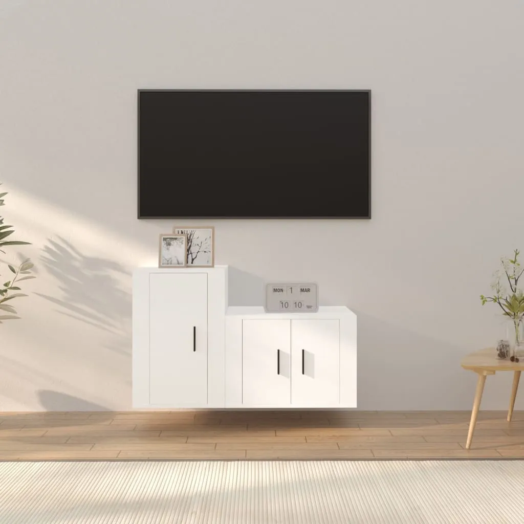 vidaXL Set di Mobili Porta TV 2 pz Bianco in Legno Multistrato