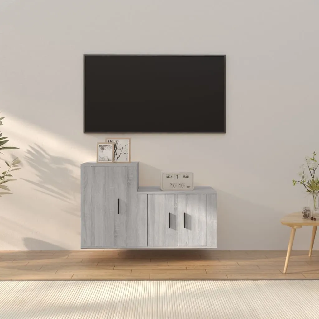 vidaXL Set Mobili Porta TV 2 pz Grigio Sonoma in Legno Multistrato