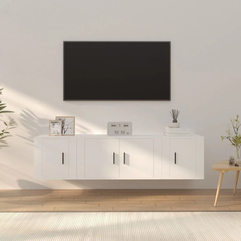 vidaXL Set Mobili Porta TV 3 pz Bianco in Legno Multistrato