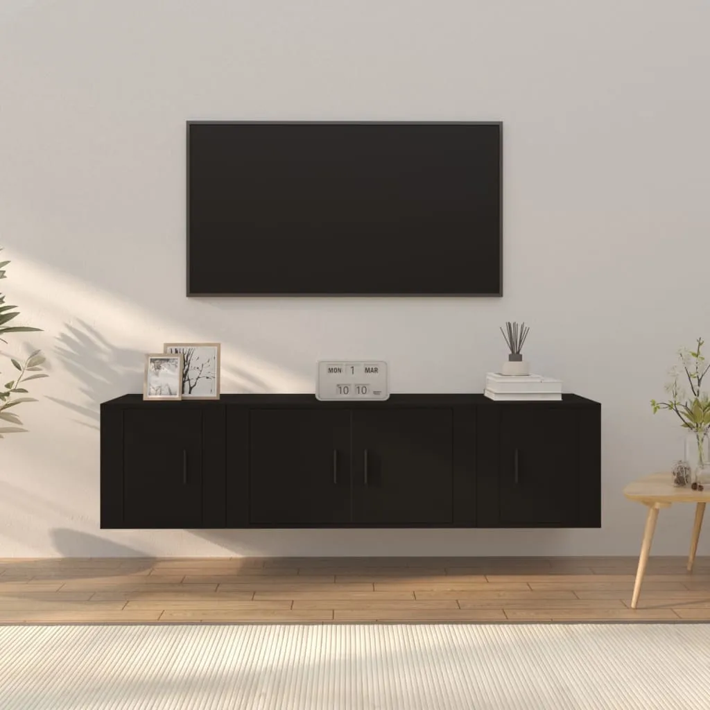 vidaXL Set Mobili Porta TV 3 pz Nero in Legno Multistrato