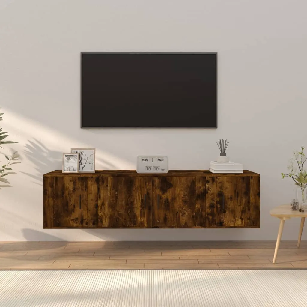 vidaXL Set Mobili Porta TV 3 pz Rovere Fumo in Legno Multistrato