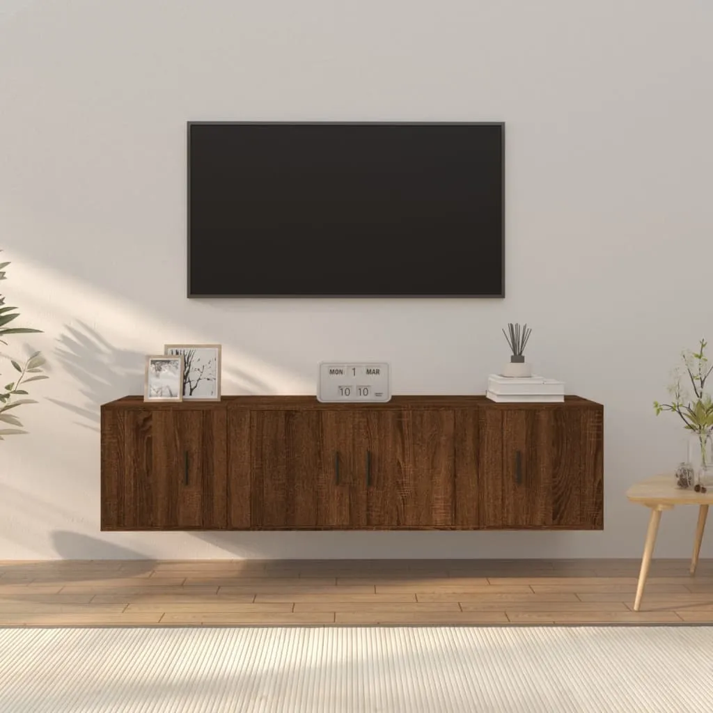 vidaXL Set Mobili Porta TV 3 pz Rovere Marrone in Legno Multistrato