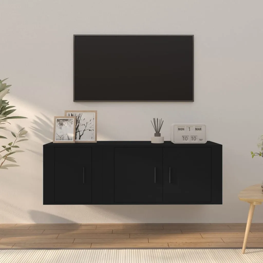 vidaXL Set Mobili Porta TV 2 pz Nero in Legno Multistrato