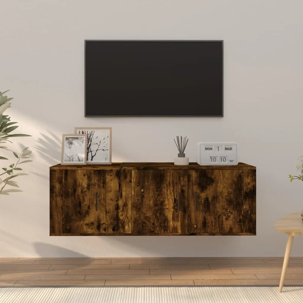 vidaXL Set Mobili Porta TV 2 pz Rovere Fumo in Legno Multistrato