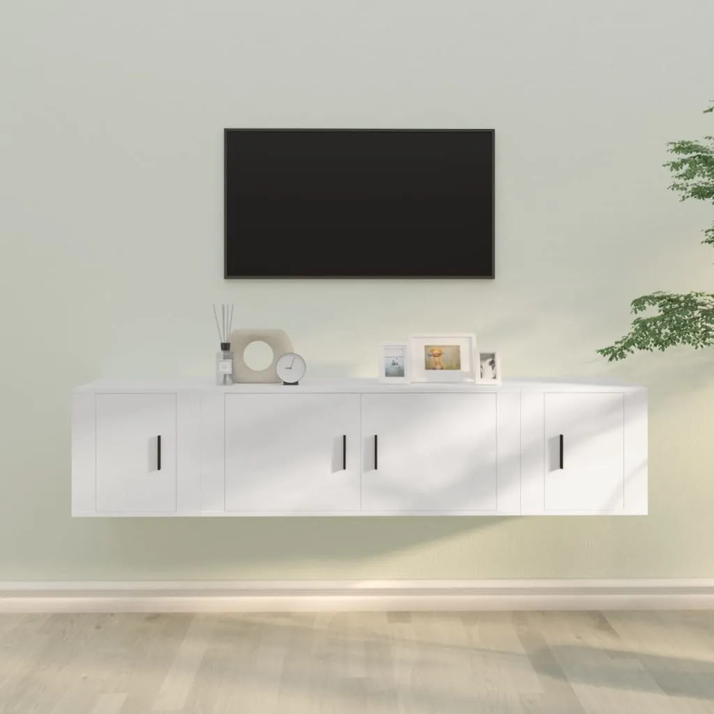 vidaXL Set Mobili Porta TV 3 pz Bianco in Legno Multistrato