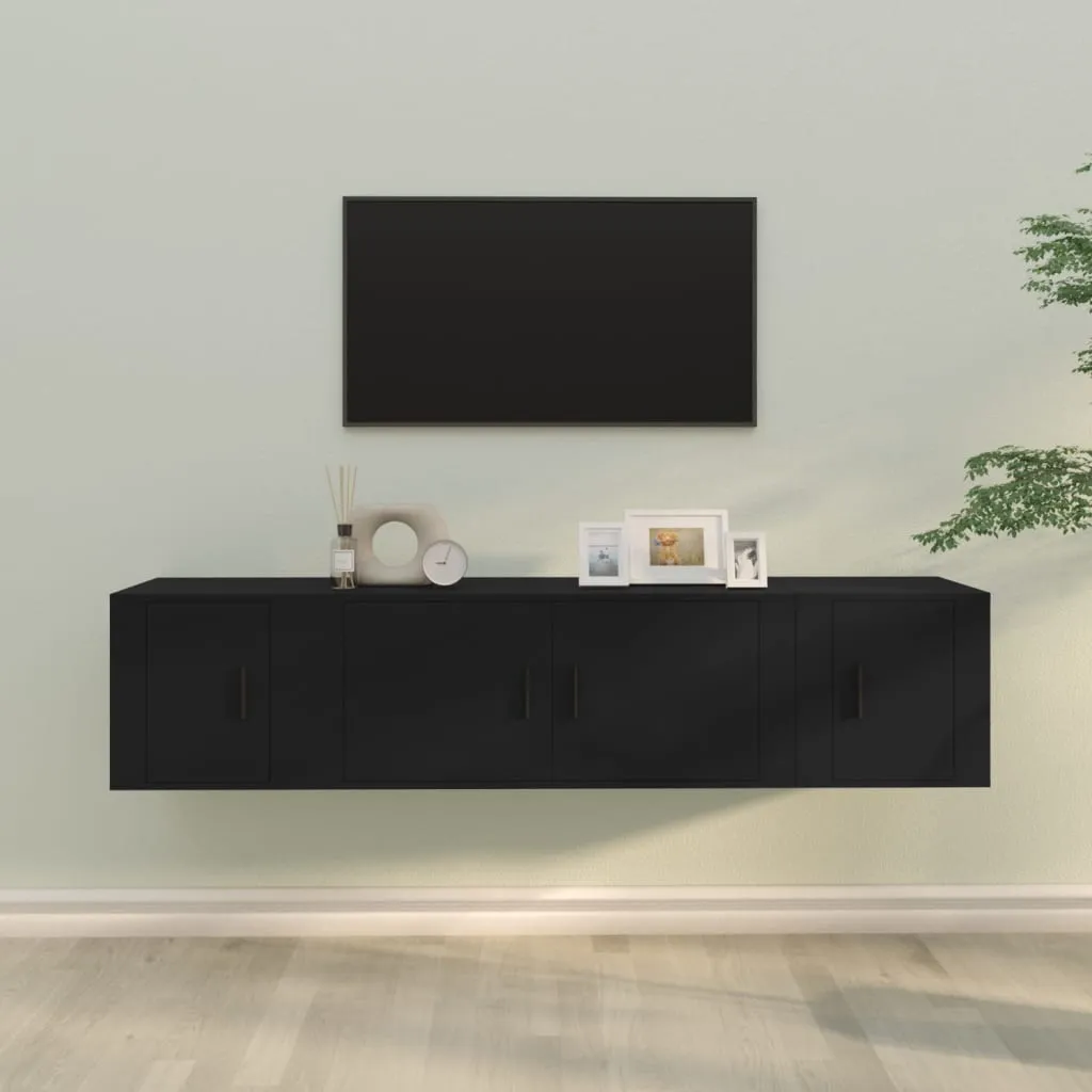 vidaXL Set Mobili Porta TV 3 pz Nero in Legno Multistrato