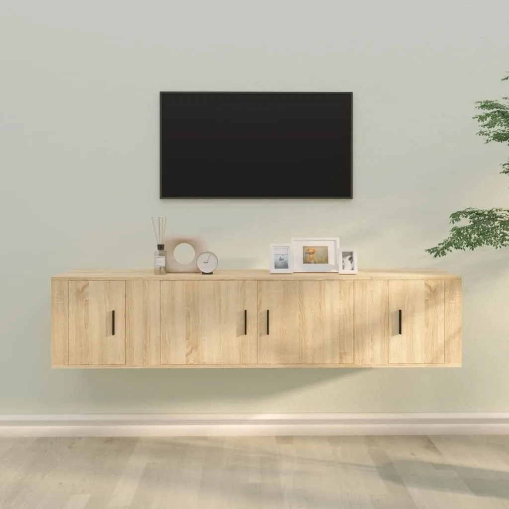 vidaXL Set di Mobili Porta TV 3 pz Rovere Sonoma in Legno Multistrato