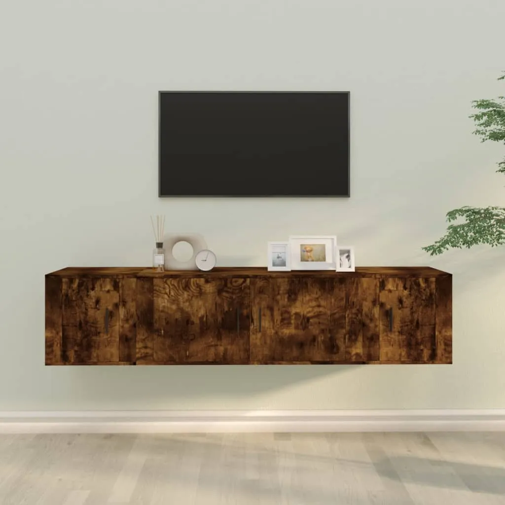 vidaXL Set Mobili Porta TV 3 pz Rovere Fumo in Legno Multistrato