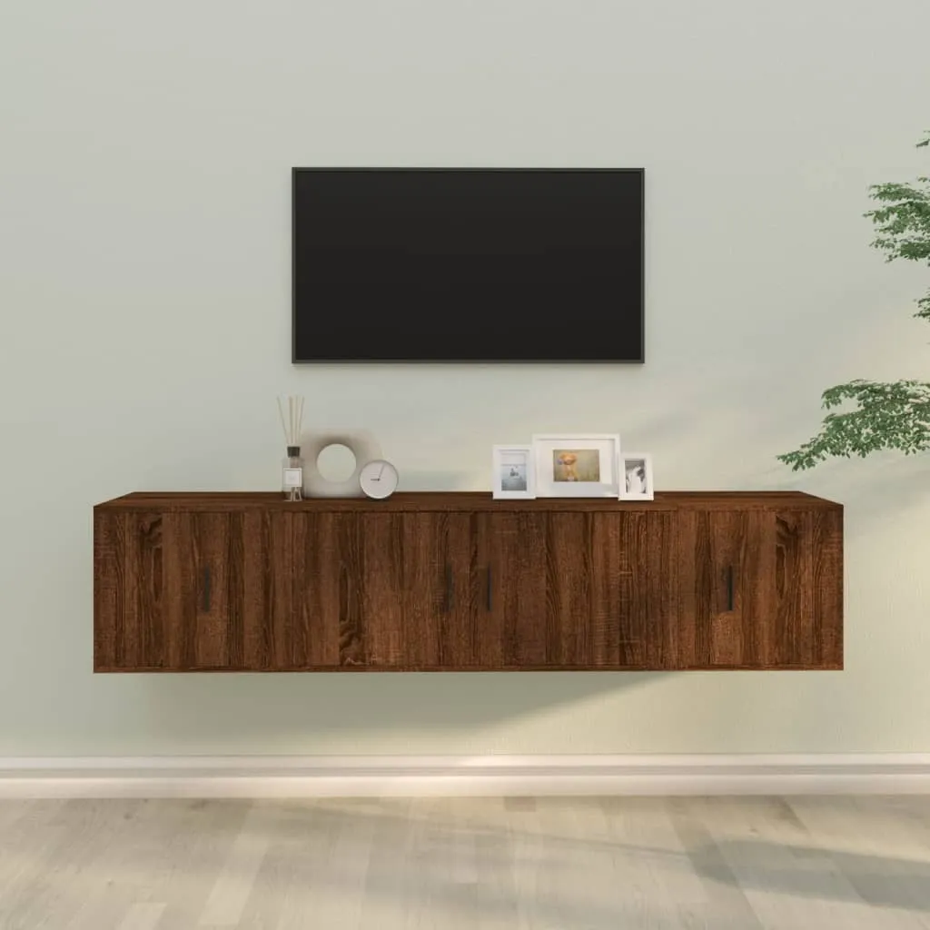 vidaXL Set Mobili Porta TV 3 pz Rovere Marrone in Legno Multistrato