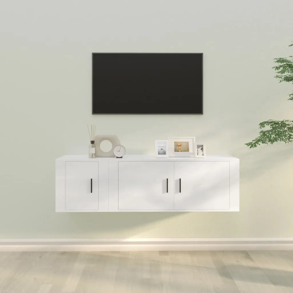 vidaXL Set di Mobili Porta TV 2 pz Bianco in Legno Multistrato