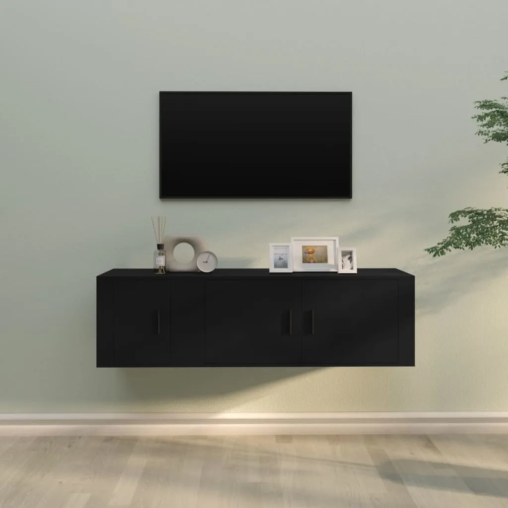 vidaXL Set Mobili Porta TV 2 pz Nero in Legno Multistrato