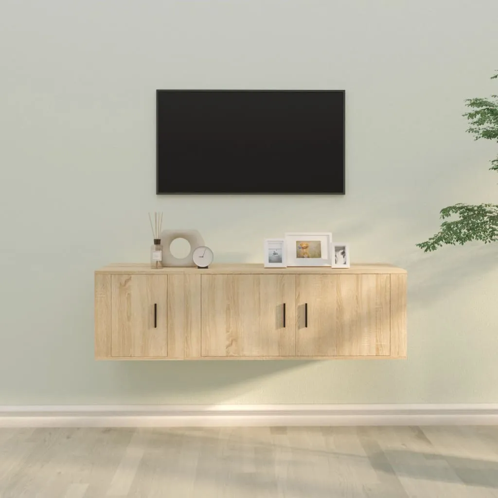 vidaXL Set di Mobili Porta TV 2 pz Rovere Sonoma in Legno Multistrato