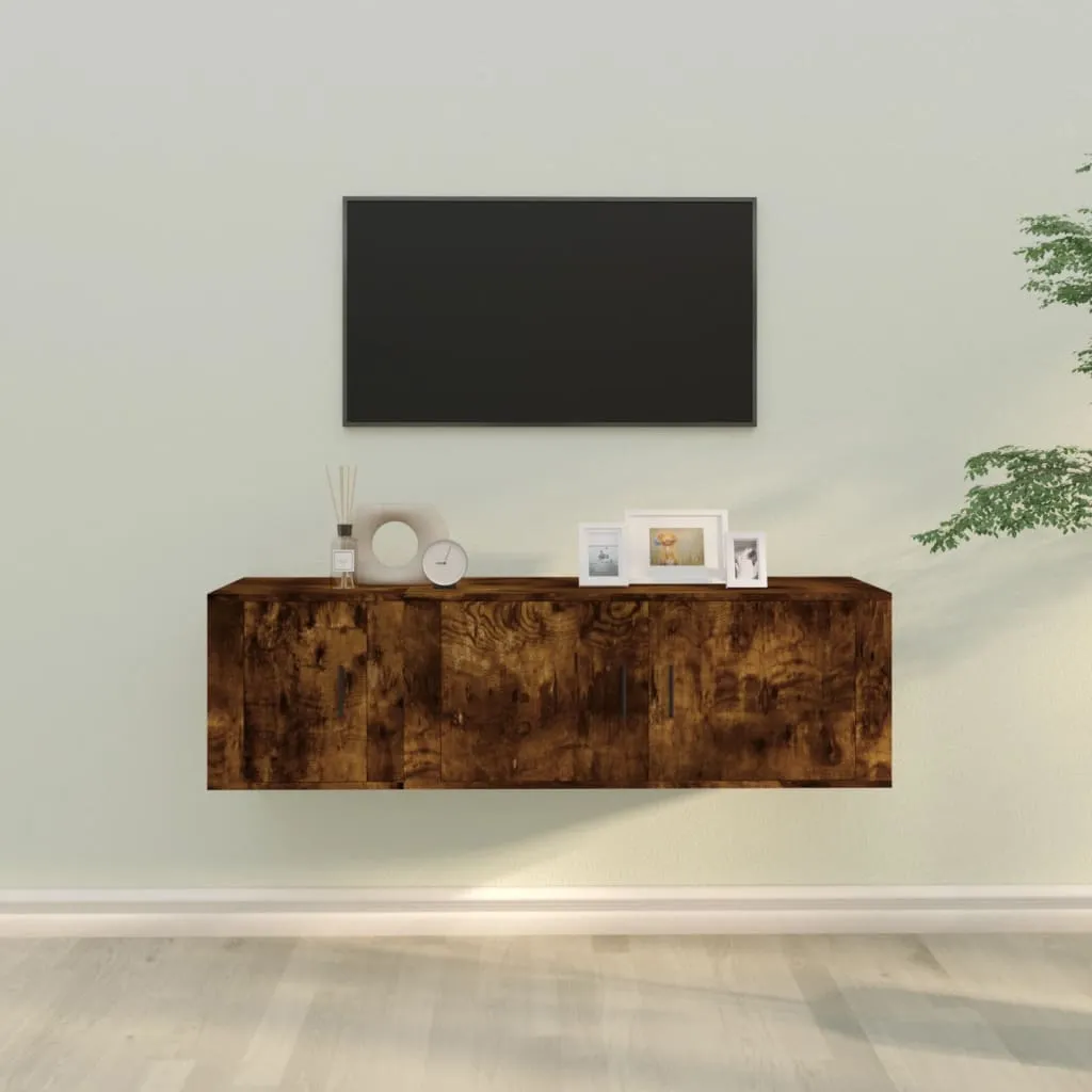 vidaXL Set Mobili Porta TV 2 pz Rovere Fumo in Legno Multistrato