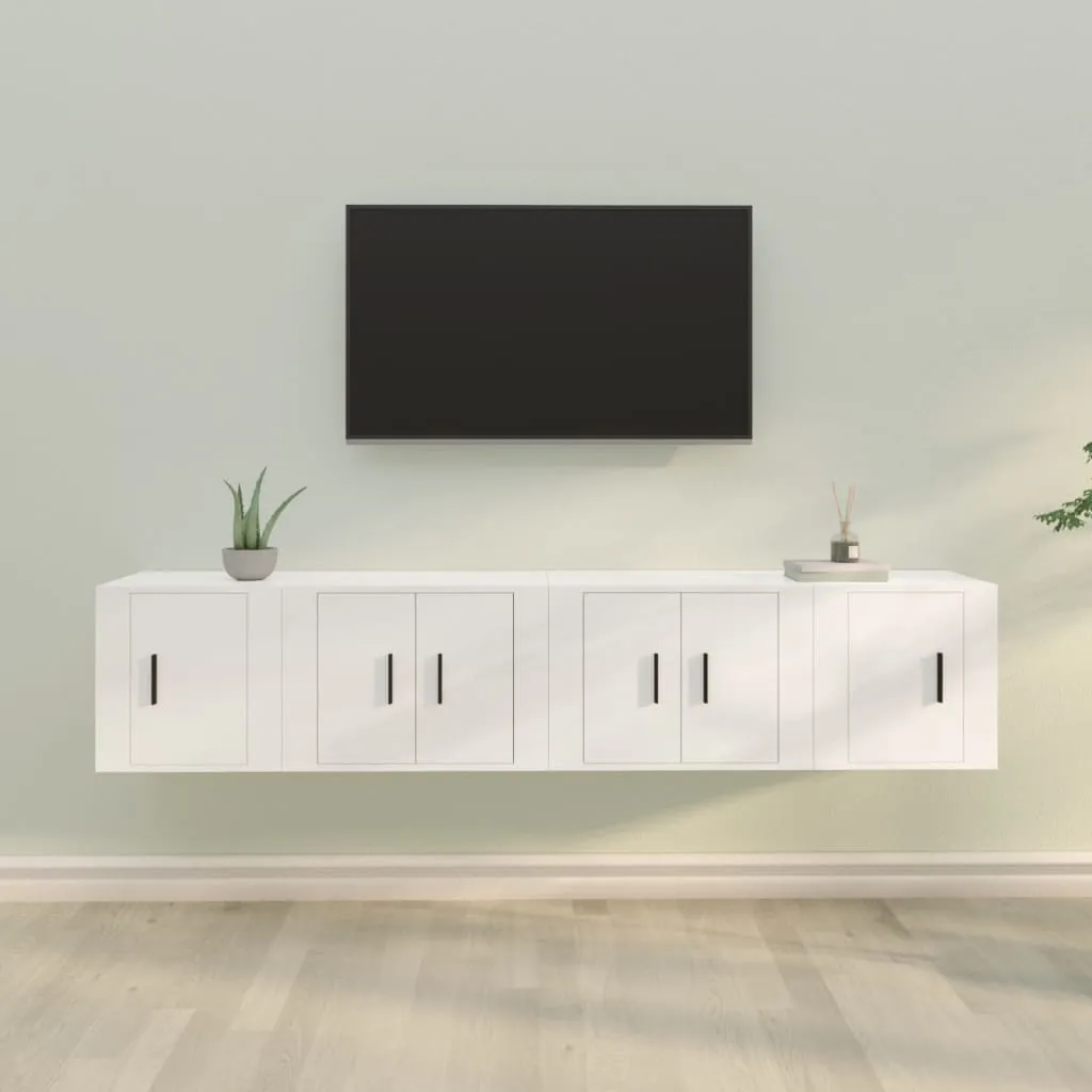 vidaXL Set di Mobili Porta TV 4 pz Bianco in Legno Multistrato