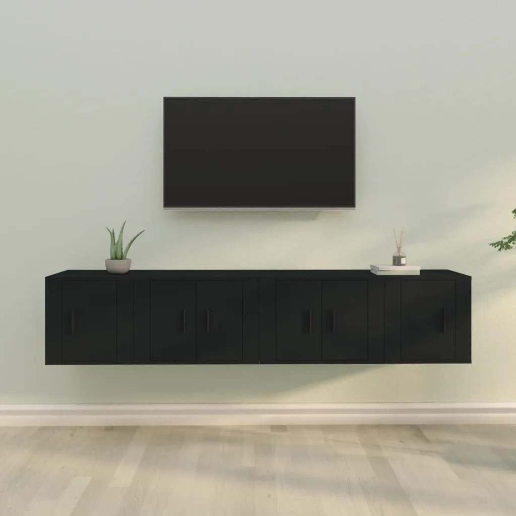 vidaXL Set Mobili Porta TV 4 pz Nero in Legno Multistrato