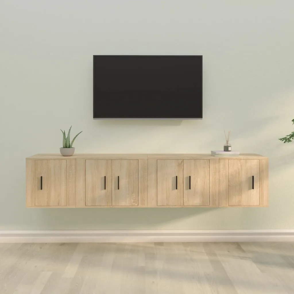 vidaXL Set di Mobili Porta TV 4 pz Rovere Sonoma in Legno Multistrato