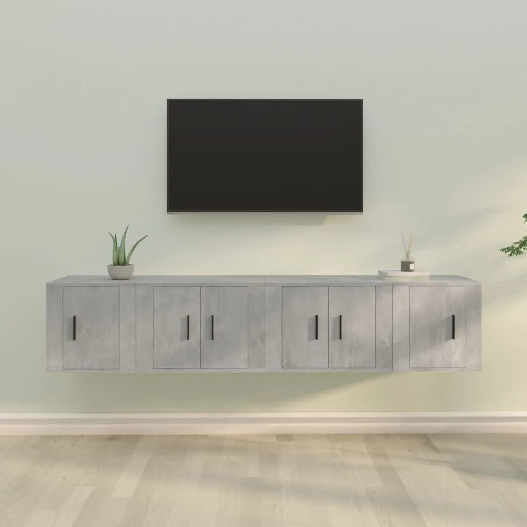 vidaXL Set di Mobili Porta TV 4 pz Grigio Cemento in Legno Multistrato