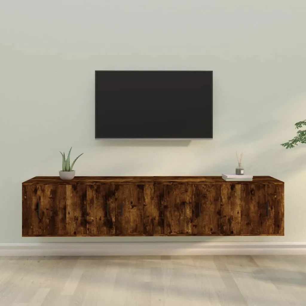 vidaXL Set di Mobili Porta TV 4 pz Rovere Fumo in Legno Multistrato