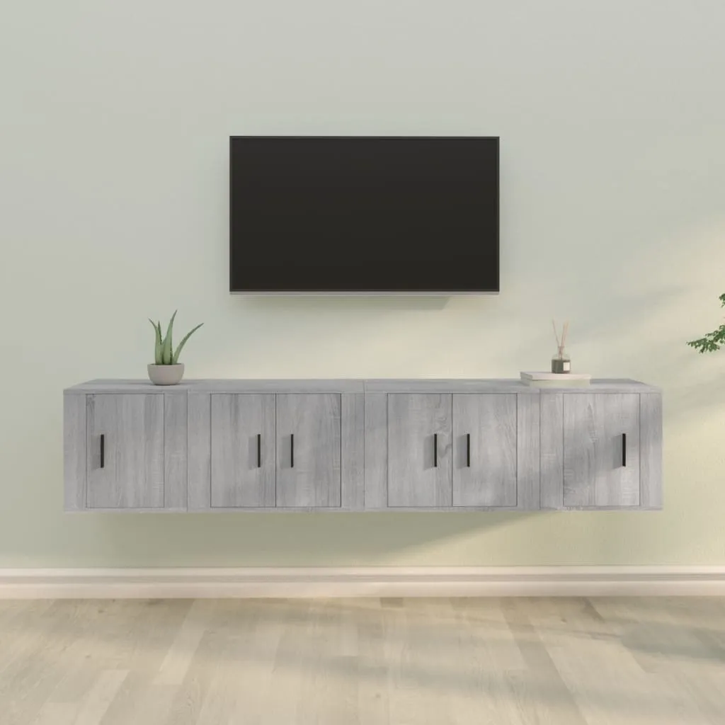 vidaXL Set di Mobili Porta TV 4 pz Grigio Sonoma in Legno Multistrato