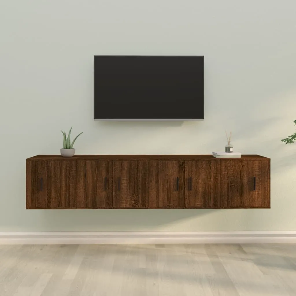 vidaXL Set Mobili Porta TV 4 pz Rovere Marrone in Legno Multistrato