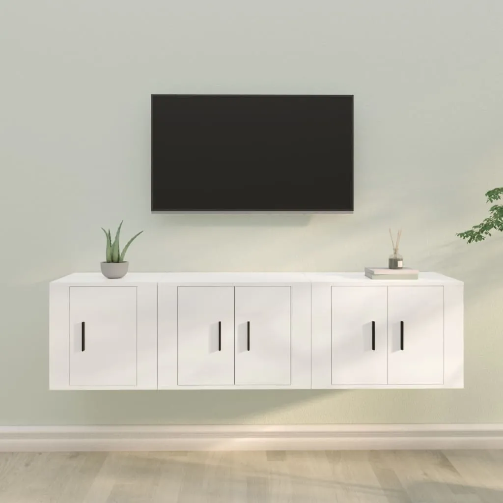 vidaXL Set Mobili Porta TV 3 pz Bianco in Legno Multistrato