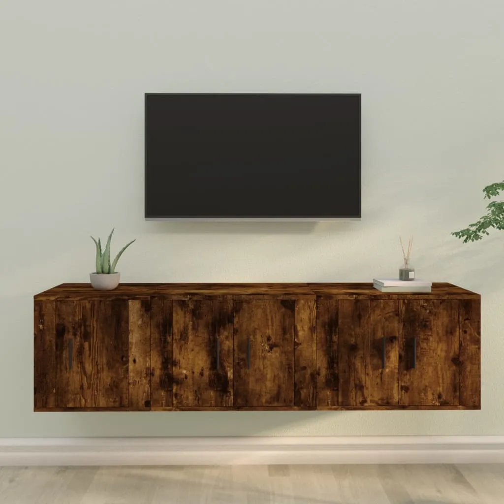 vidaXL Set Mobili Porta TV 3 pz Rovere Fumo in Legno Multistrato