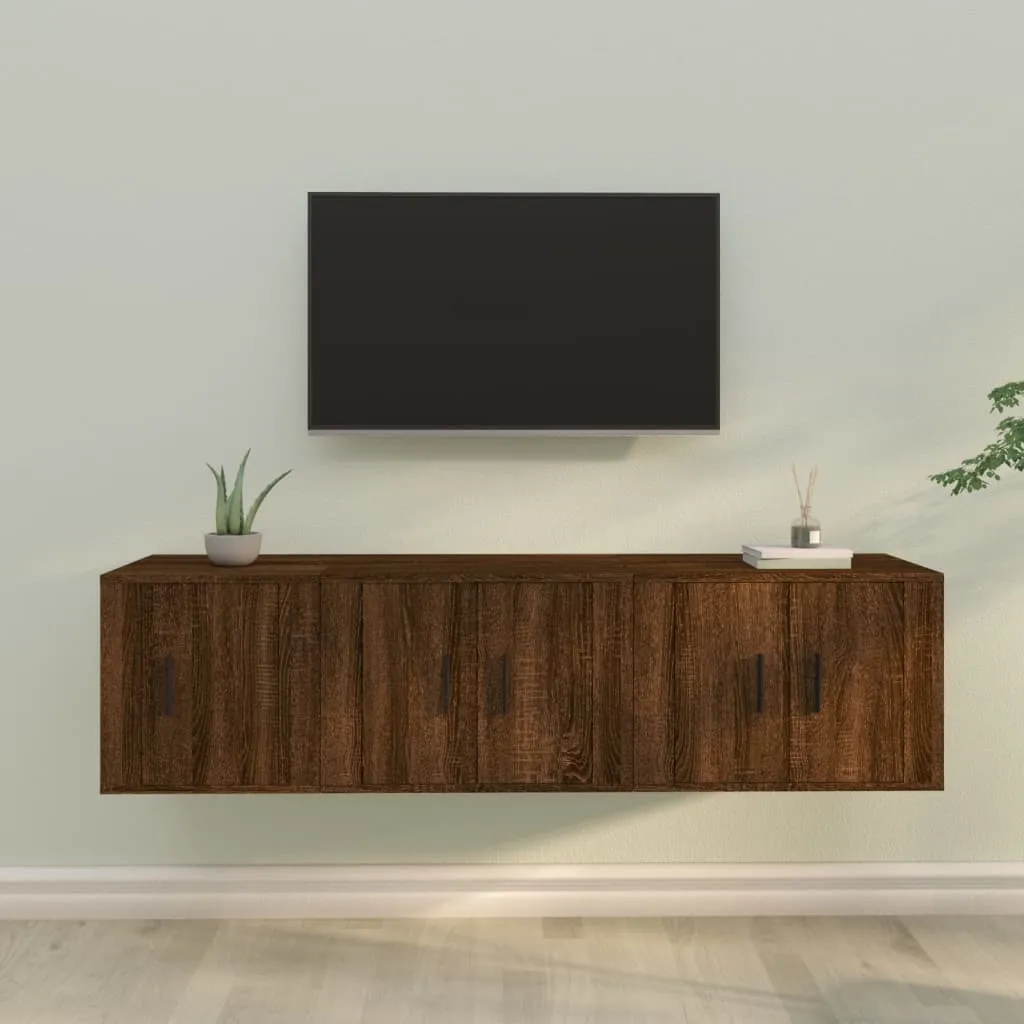 vidaXL Set Mobili Porta TV 3 pz Rovere Marrone in Legno Multistrato