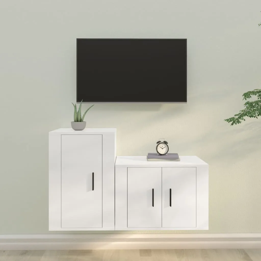 vidaXL Set di Mobili Porta TV 2 pz Bianco in Legno Multistrato