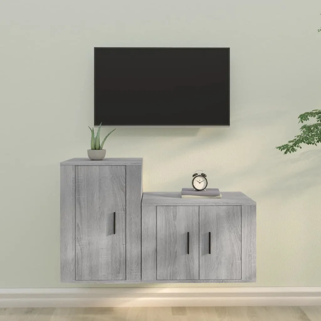 vidaXL Set Mobili Porta TV 2 pz Grigio Sonoma in Legno Multistrato