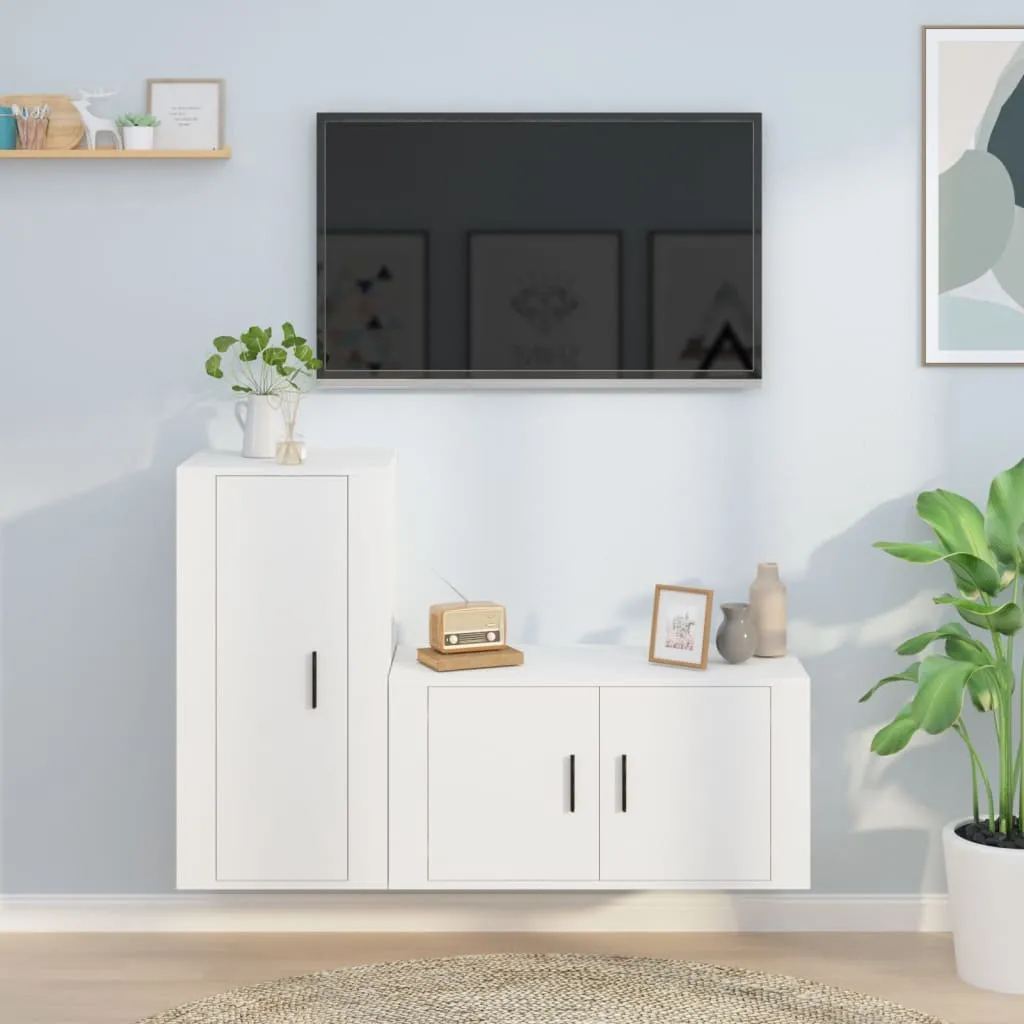 vidaXL Set di Mobili Porta TV 2 pz Bianco in Legno Multistrato