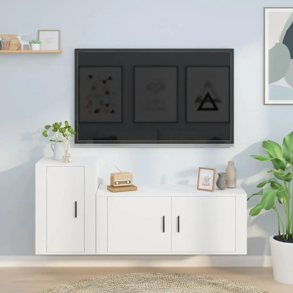 vidaXL Set di Mobili Porta TV 2 pz Bianco in Legno Multistrato