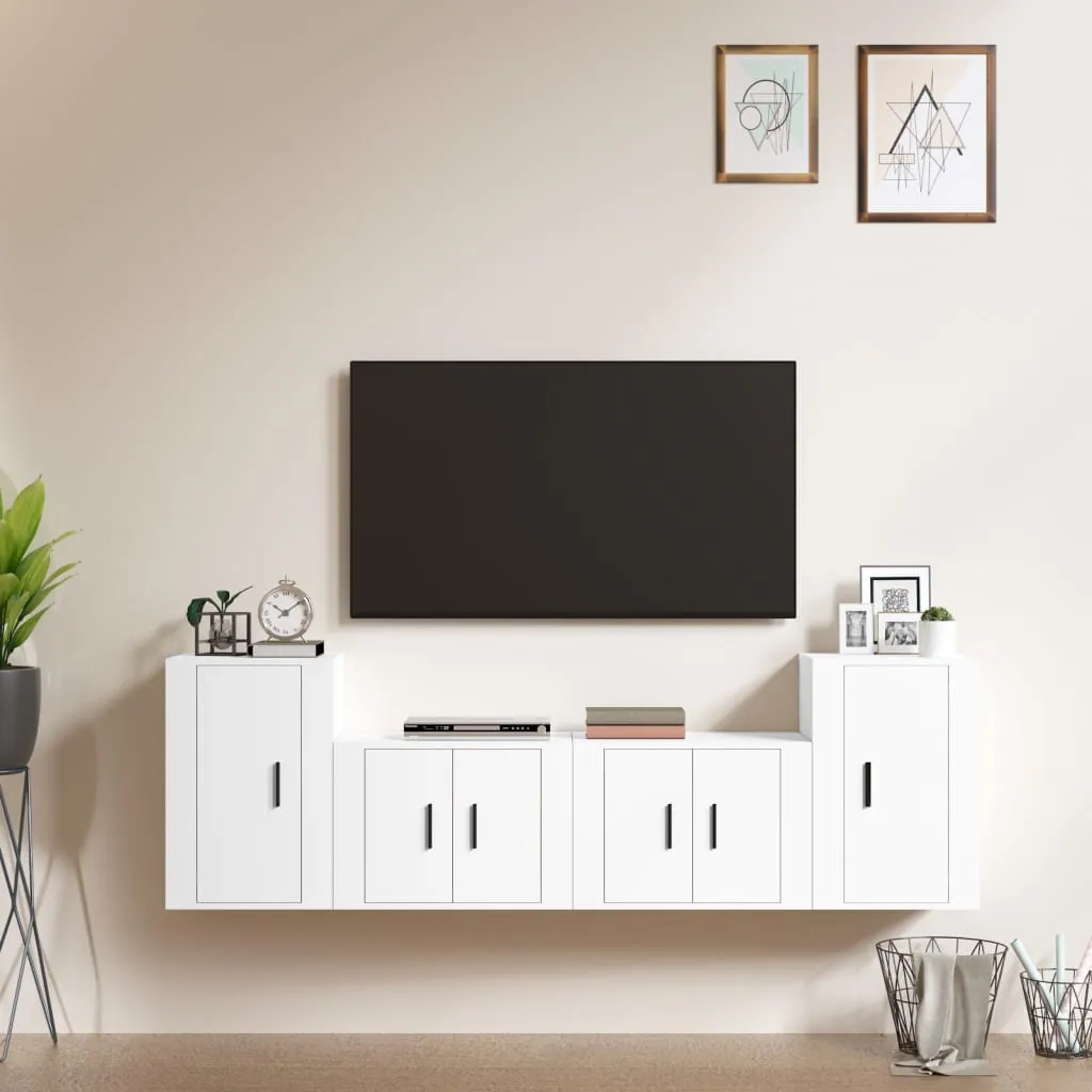 vidaXL Set di Mobili Porta TV 4 pz Bianco in Legno Multistrato