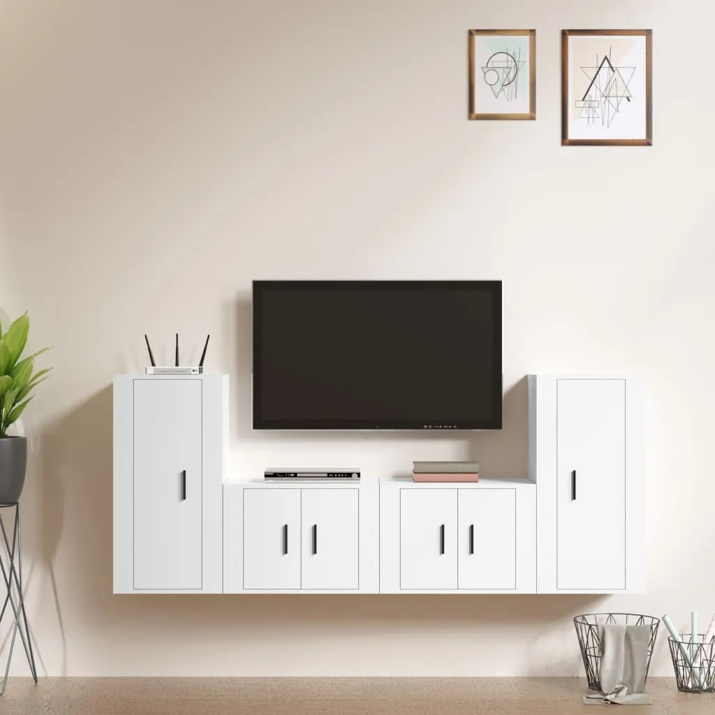 vidaXL Set di Mobili Porta TV 4 pz Bianco in Legno Multistrato