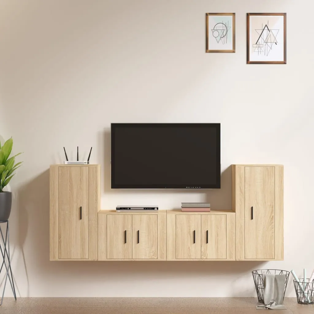 vidaXL Set di Mobili Porta TV 4 pz Rovere Sonoma in Legno Multistrato