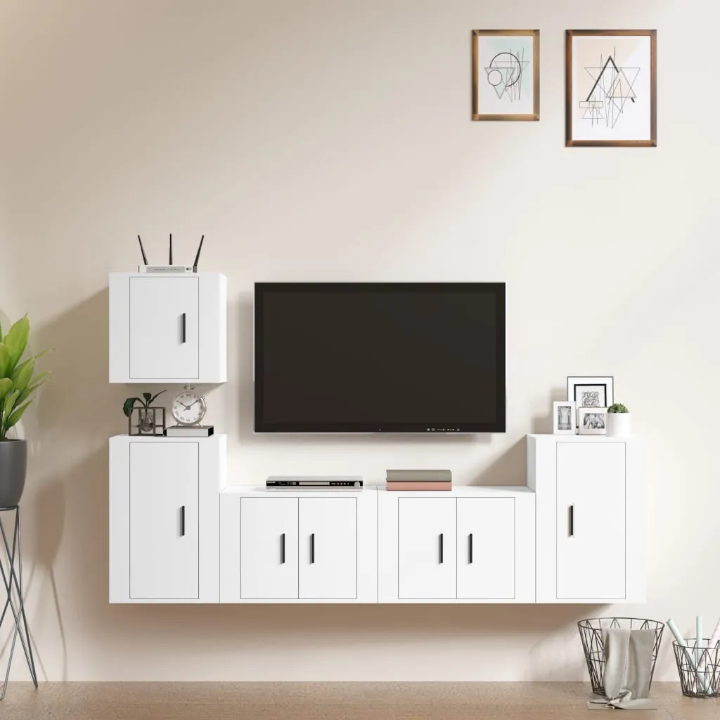 vidaXL Set di Mobili Porta TV 5 pz Bianco in Legno Multistrato