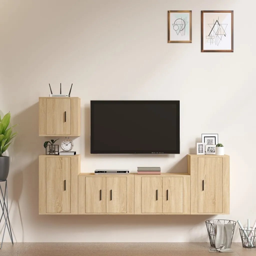 vidaXL Set di Mobili Porta TV 5 pz Rovere Sonoma in Legno Multistrato