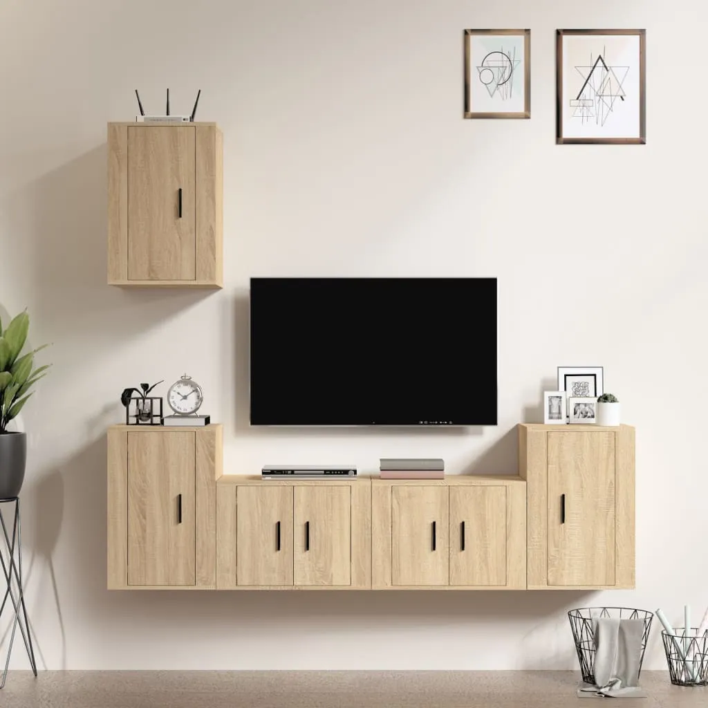 vidaXL Set di Mobili Porta TV 5 pz Rovere Sonoma in Legno Multistrato